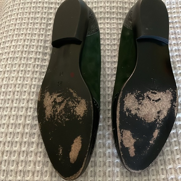 Hunter Green Suede and Leather Flats - Picture 2 of 5